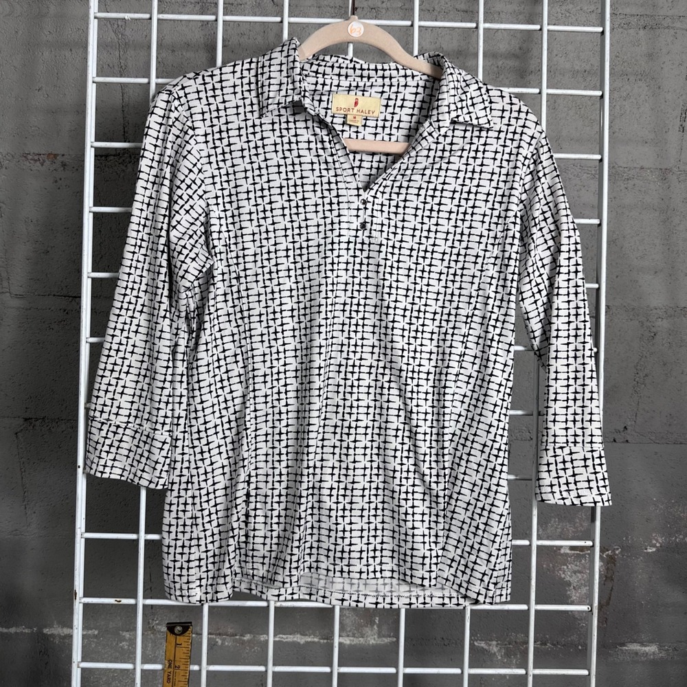 Sport Haley Monarch Beach Geometric Print Golf Shirt Top Medium golf gym‎ active